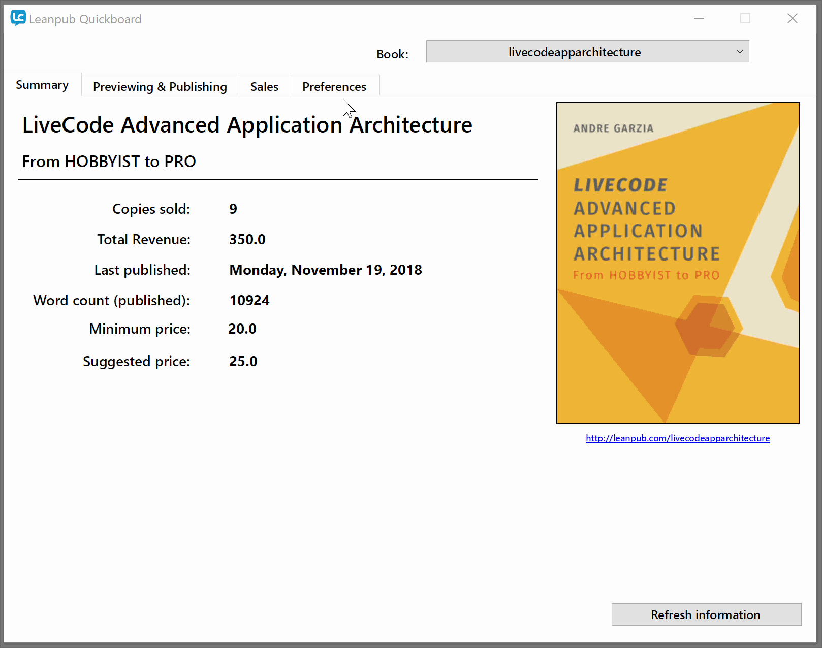 Leanpub Quickboard running on Windows 10